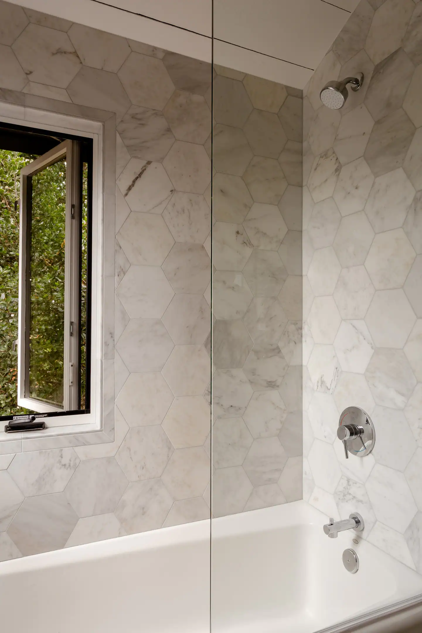 Upstairs glass shower